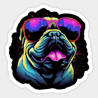 Retro Wave Bulldog Dog Shirt Sticker